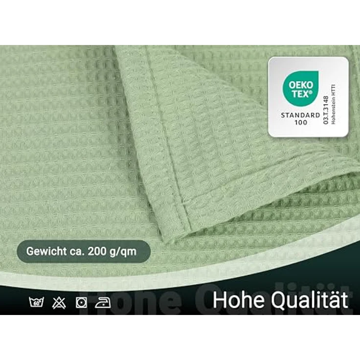 Zollner Kuscheldecke, 150x200 cm, salbeigrün, 100% Baumwolle, Oeko-Tex® Standard 100, hautfreundlich und pflegeleicht – Bild 5