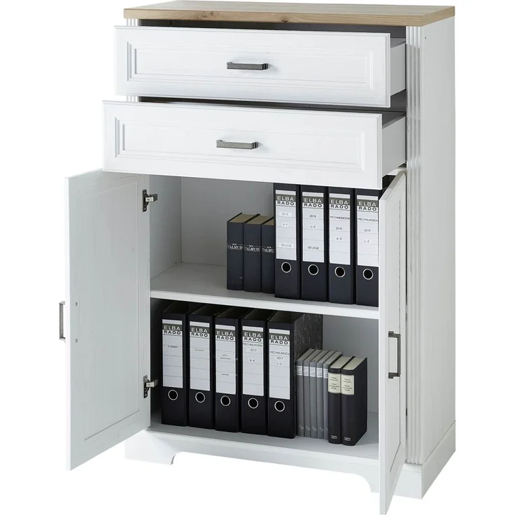 Stauraumelement Büro Kommode JASMIN 12 Pinie weiß Nachbildung – Bild 2