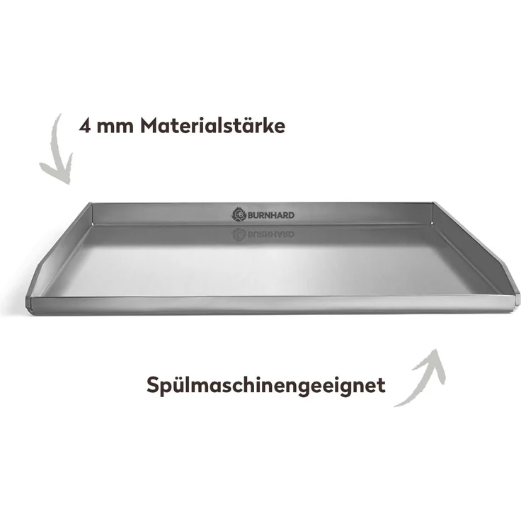 BURNHARD® Plancha Grillplatte Edelstahl für Gasgrill EARL Serie, spülmaschinenfest, 42,5 x 39,6 x 3 cm - Deutsche Marke - Silber - #944505_0 – Bild 4