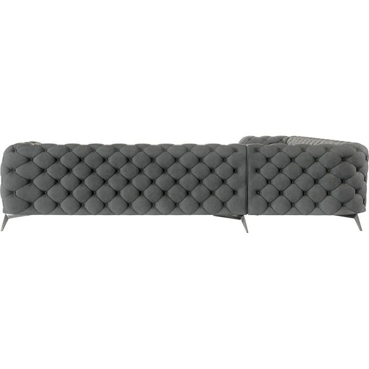 S-Style Möbel Ecksofa Chesterfield Ecksofa Kalina mit Silber Metall Füßen, mit Wellenfederung – Bild 2