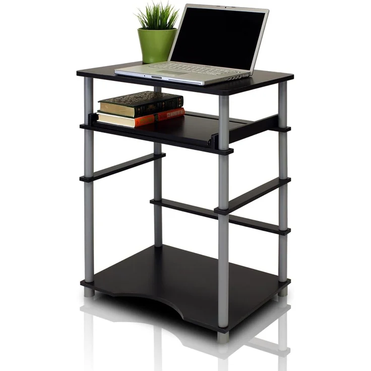 Furinno Laptop Notebook Schreibtisch, holz, Schwarz/grau, 39.62 x 39.62 x 75.18 cm – Bild 1