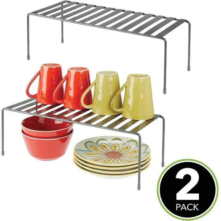 mDesign 2er Küchenregal Dunkelgrau Metall Aufbewahrung Ablage Organizer – Bild 3