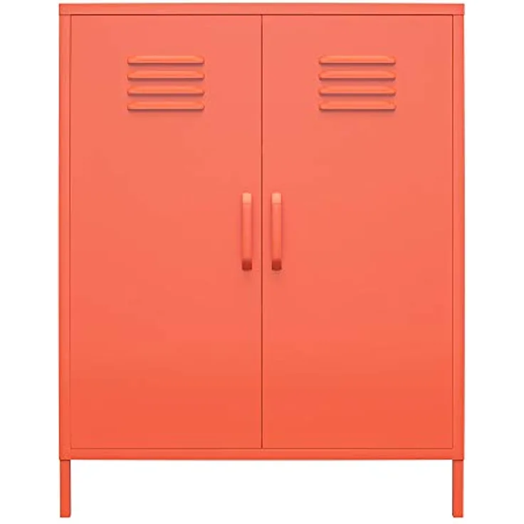 DHP Furniture Novogratz Dorel Home Cache Metall Schließfach Aufbewahrungsschrank mit 2 Türen Orange Einheitsgröße