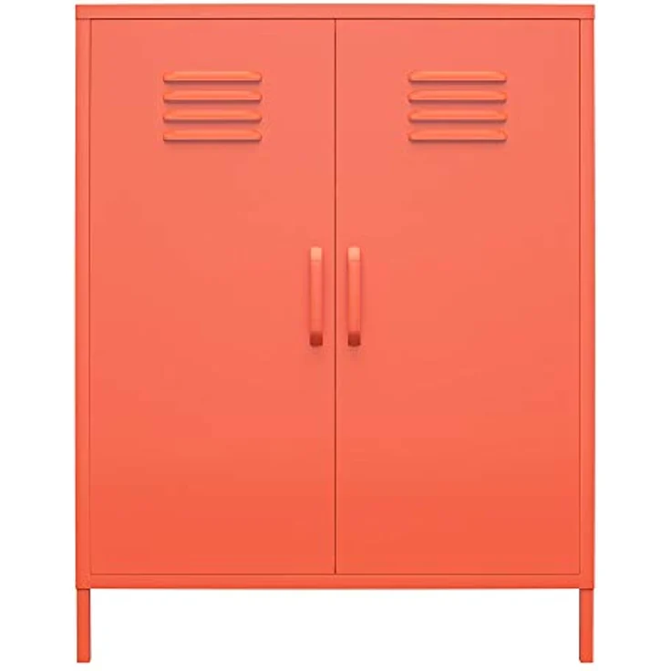 DHP Furniture Novogratz Dorel Home Cache Metall Schließfach Aufbewahrungsschrank mit 2 Türen Orange Einheitsgröße – Bild 1