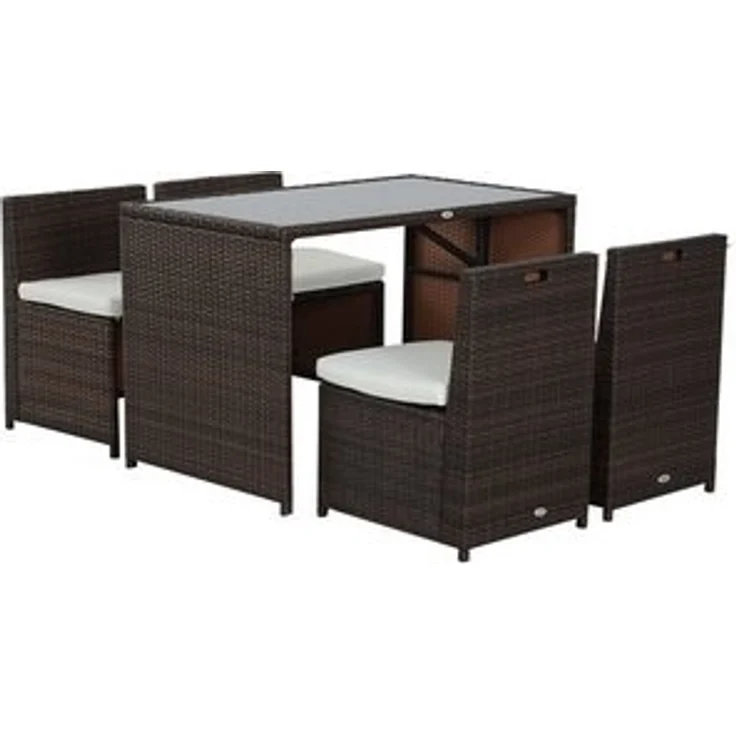 Outsunny Sitzgruppe Polyrattan Garnitur als 5-teiliges Set – Bild 6