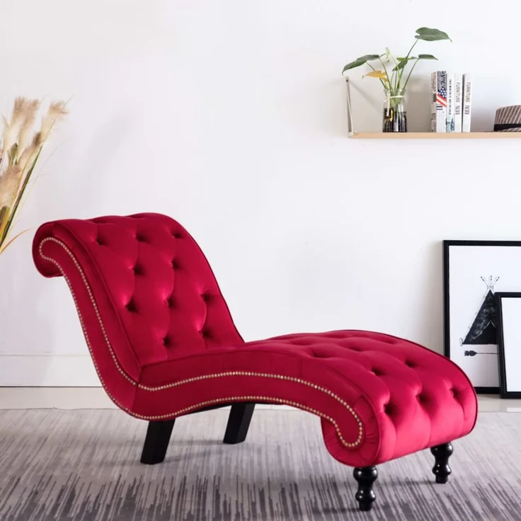 vidaXL Chaiselongue Rot Samt 248613 – Bild 1
