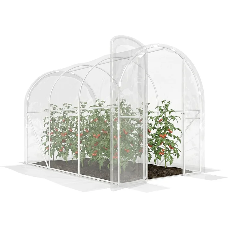 MELAYR, 3 x 2 x 2 m (6 m²) Tunnelgewächshaus mit Flügeltür und 150 g/m² PE-Folie für Gemüse, Transparent