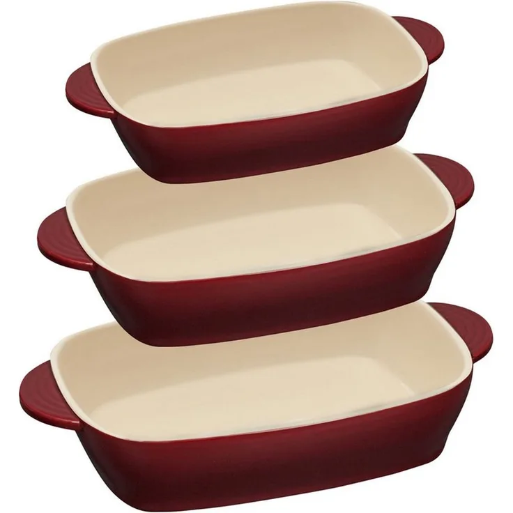RESTO Kitchenware Backform FORNAX Auflaufform-Set, 3-teilig, aus Keramik, rechteckig, (Set 3-tlg), Kratzbeständig