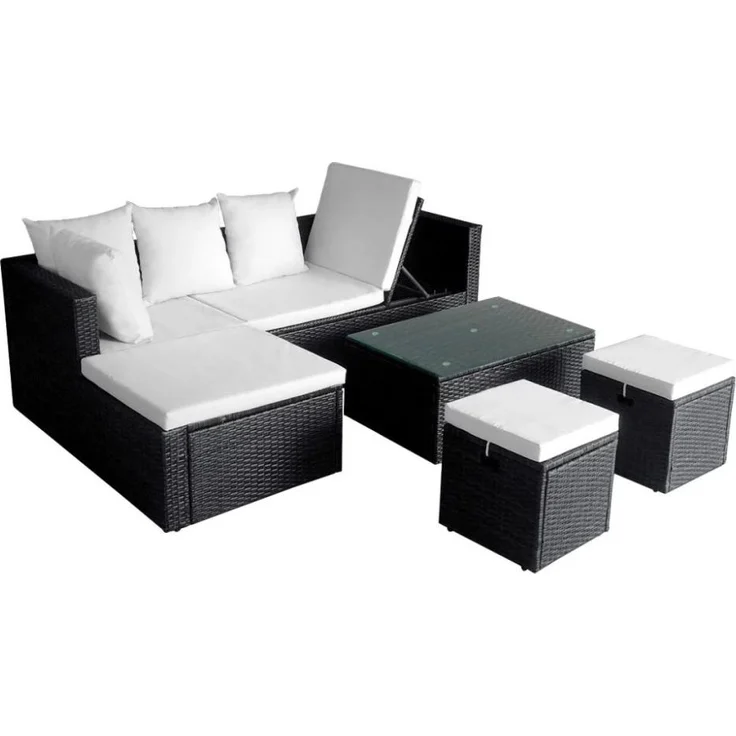 vidaXL 4-tlg. Garten-Lounge-Set mit Auflagen Poly Rattan Schwarz 42586 – Bild 9