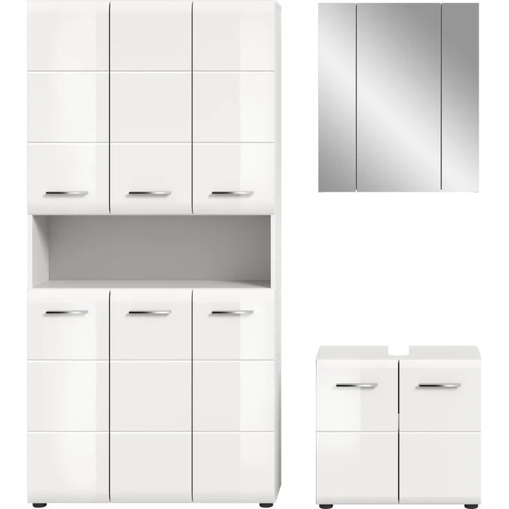 Badezimmer-Set >Ice< in Weiß / Weiß Hochglanz - 165x185x30cm (BxHxT) – Bild 3