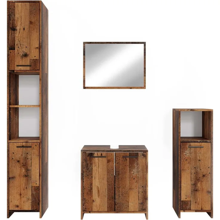 Badmöbel-Set Kiko Eiche rustikal 4 Teile Vicco