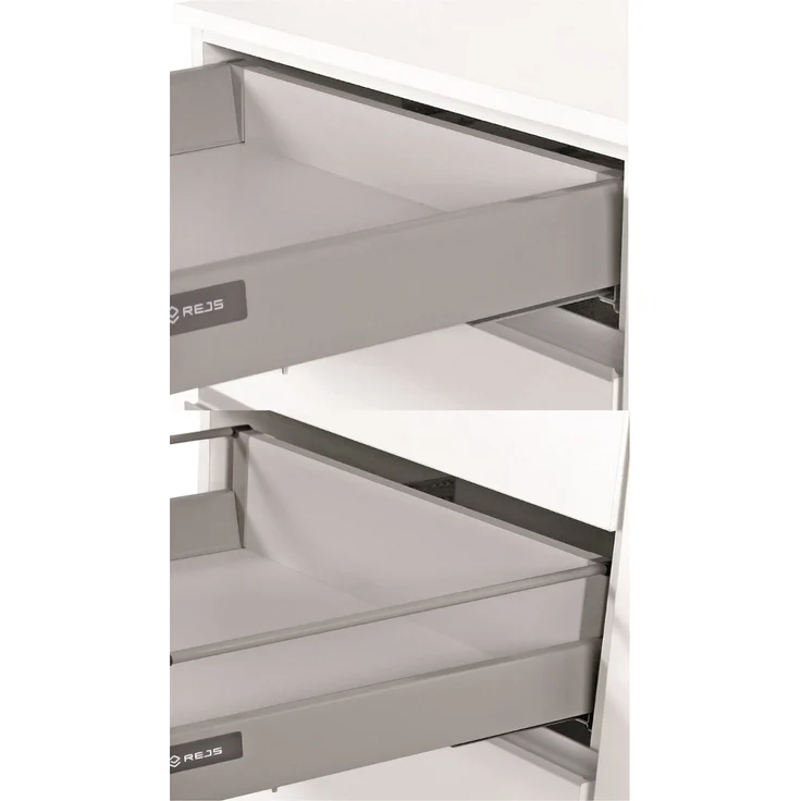 Küchen Hochschrank 60 cm mit Schubladen Stilo Weiss + Eiche Artisan Küchenzeile Küchenblock Einbauküche Landhaus Küche – Bild 3
