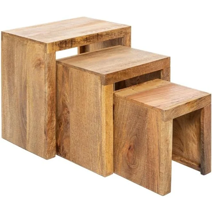 riess-ambiente Beistelltisch MAKASSAR 45cm natur (Set, 3-St), Massivholz · Handarbeit · Holztisch · Mangoholz – Bild 9