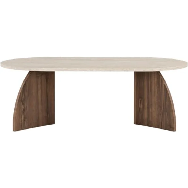 Hanah Home Stilvoller Couchtisch, 120 cm x 60 cm x 40 cm | 100% melaminbeschichtete Spanplatte, 18 mm stark | Elegante Oberfläche in Travertin- und Venezia-Walnuss-Optik, Tragkraft 25 kg – Bild 8