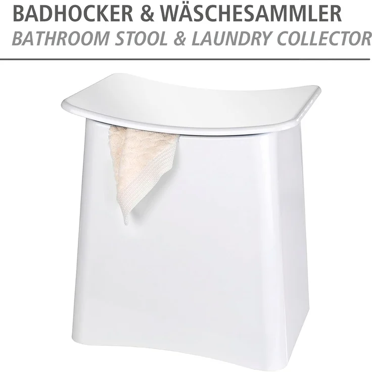 WENKO WING Badhocker, Weiß, mit herausnehmbaren Wäschesack – Bild 4