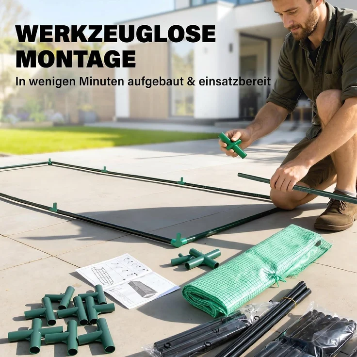 Outsunny Gewächshaus, PE, Stahl, Grün, 270L x 90B x 90H cm – Bild 5