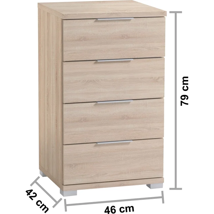Nachtkommode >Smilla< in Eiche Sonoma, Melamin - 46x79x42cm (BxHxT) – Bild 8