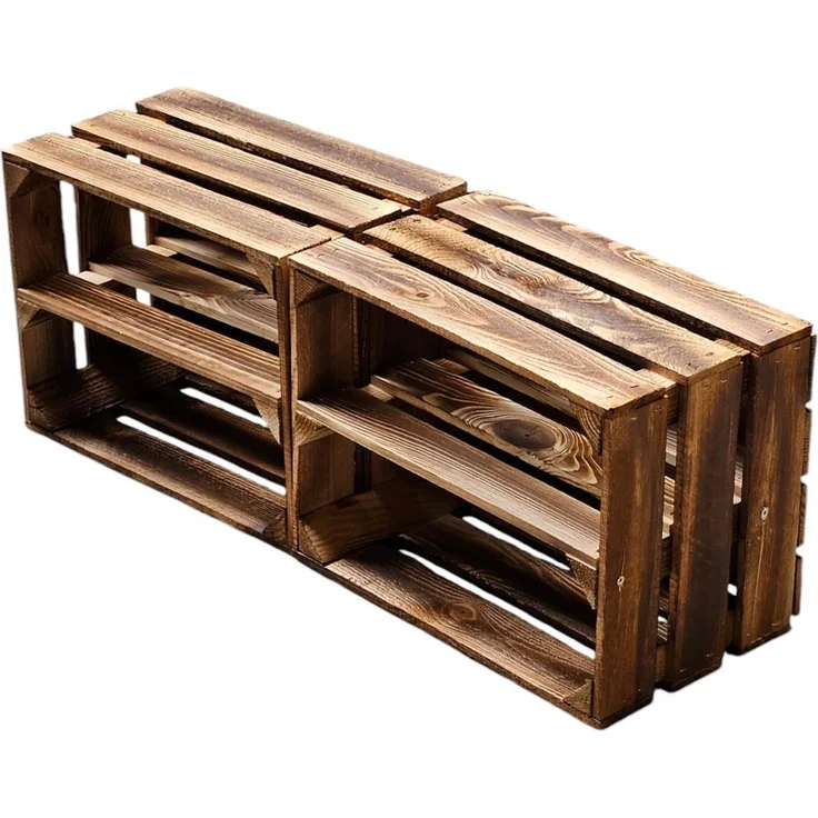 6er Set Holzkisten Weinkisten Obstkiste Klein Geflammt Regal aus Holz 40x30x25cm – Bild 8