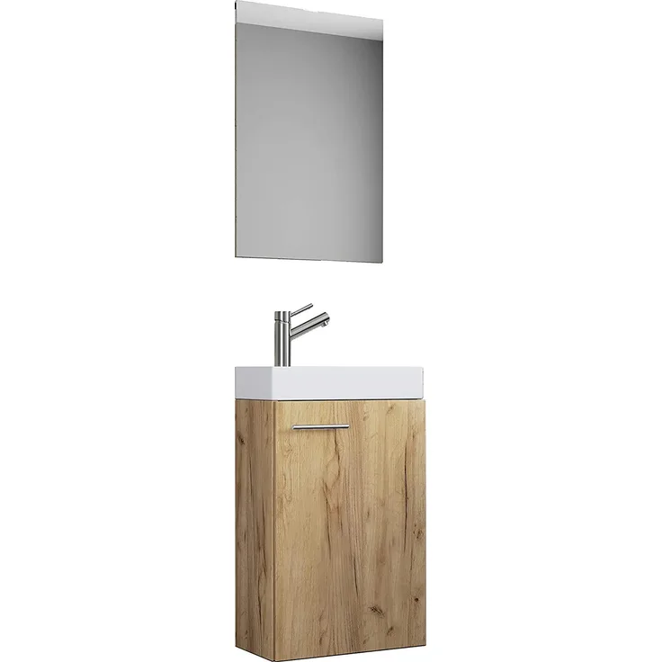 VCM Badmöbel Waschtisch Slito 916949 Honig-Eiche B. 41 x H. 130 x T. 22 cm