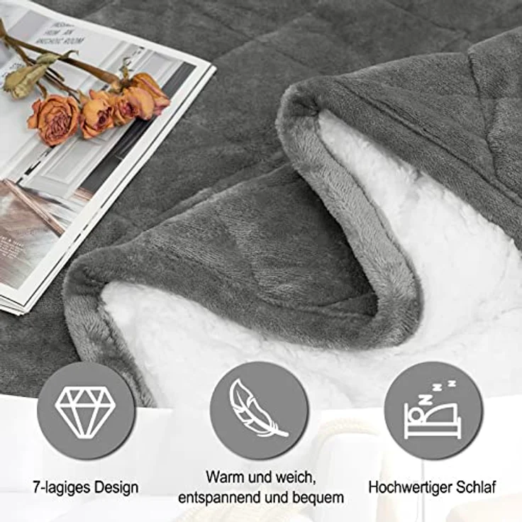 Woltu Gewichtsdecke, Bezug: Flanell Sherpa, Therapiedecke, Schwere Decke aus Flanell Sherpa – Bild 6