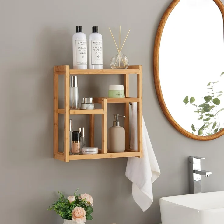 [en. casa] 'Höör' Badezimmerregal, Bambus natur, 37 x 42 x 17 cm – Bild 1