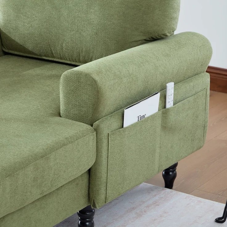 LVHOM XXL Relaxsessel mit Seitentaschen, Großer Chaiselongue-Sessel aus Chenille, Haustierfreundlich, Ergonomische Polsterung für Wohnzimmer, Büro, Wintergarten – Bild 9