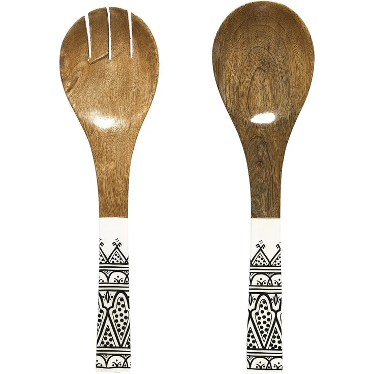 HOME DECO FACTORY, KA0573, Mango Wood Salad Server, elegant and Durable Design, ideal for All Your Meals, Easy to clean, one Size, Brown and Black Color – Bild 1