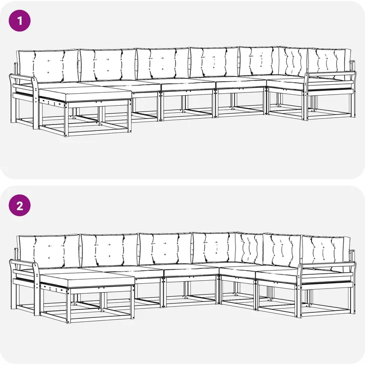 vidaXL Outdoor-Sofagarnitur 7 stk. 7-Sitzer Natur und Anthrazit 3367895 – Bild 7