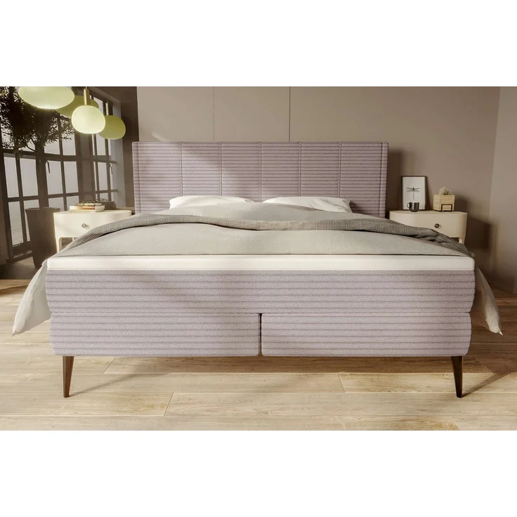 99rooms Boxspringbett Maven, Schlafzimmerbett in Cordstoff AMBIENCE, 140/160/180/200x200 cm mit Topper und modernem Design