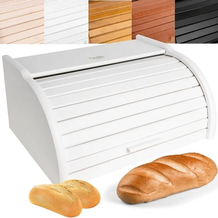Creative Home Brotkasten Holz 38 x 28,5 x 17,5 cm Brotkiste mit Rolldeckel Brotbox – Bild 4