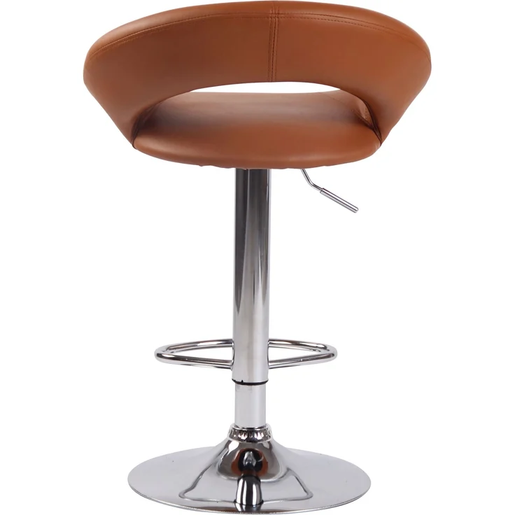 2er Set Barhocker MEKIM - Kunstleder Hellbraun 53x47x80 cm Silber | Barstuhl Höhenverstellbar Mit Lehne Drehbar Tresenhocker Tresenstuhl Kneipenhocker – Bild 6