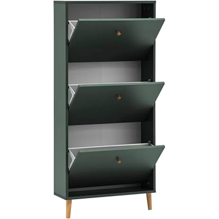 MID.YOU Schuhkipper, Waldgrün, Holz aus Eiche und Esche, massiv, 59.8x131x19.55 cm, stehend, Garderobe – Bild 3