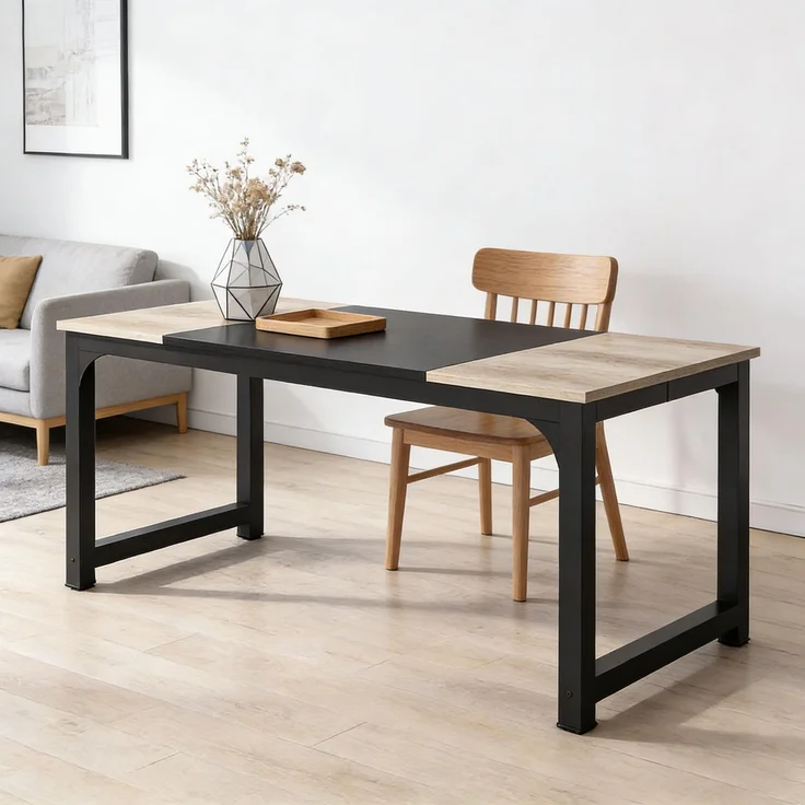 Computer-Schreibtisch,Executive-Schreibtisch,Rechteckiger Konferenztisch(nur Schreibtisch)--Schwarz + Grau--180x80x75cm--YOUDENOVA – Bild 4