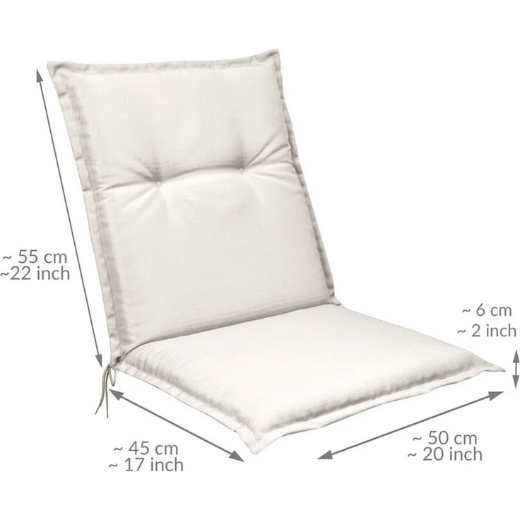 Beautissu Sitzauflage 2er Set Niedriglehner Auflagen Base NL, 100x50 cm, Natur, 6cm Dickes Sitzpolster Sitzauflage für Garten Balkon Camping Stuhl – Bild 2