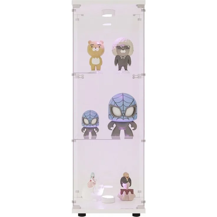 FUROKOY Glasvitrine Standvitrine, Modern Glas Vitrinenschrank mit Beleuchtung (3 Lagen Glasvitrine mit 1 Glastür, Sammlervitrine, für Sammlerstücke Bücher Wein)