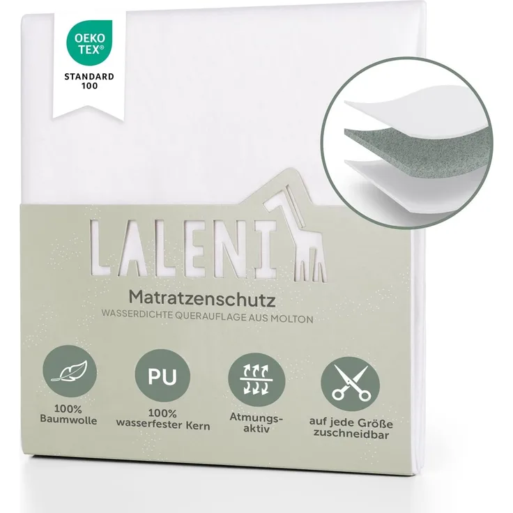 Laleni Inkontinenzunterlage wasserdicht & atmungsaktiv 70x100 cm für Babys | Molton Matratzenauflage 2er Set aus Baumwolle | Matratzenschoner | Inkontinenz Bettunterlage | Wickelauflage 70x100 cm