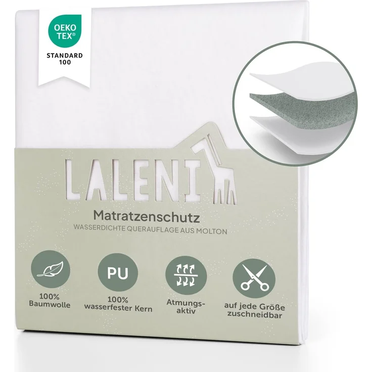 Laleni Inkontinenzunterlage wasserdicht & atmungsaktiv 70x100 cm für Babys | Molton Matratzenauflage 2er Set aus Baumwolle | Matratzenschoner | Inkontinenz Bettunterlage | Wickelauflage 70x100 cm – Bild 1