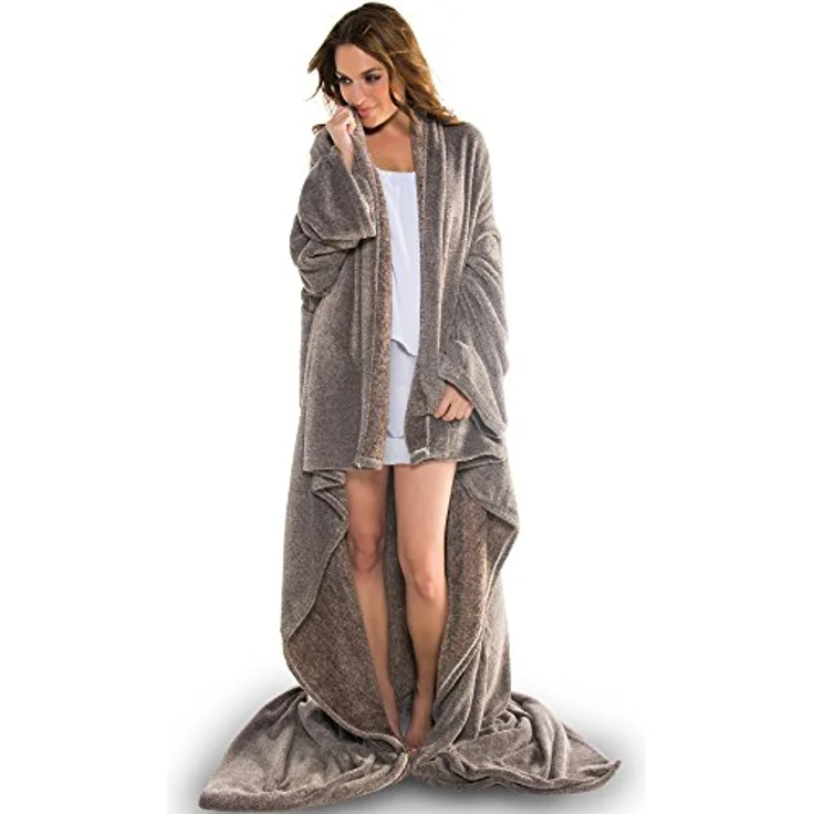 Wohndecke Calgary Kuscheldecke mit Ärmeln Sofa warm 150x180cm meliert braun, CelinaTex, allergikergeeignet,bügelfrei,flauschig,kuschelweich,mollig warm – Bild 2
