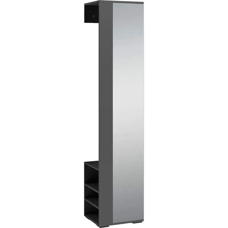 byLIVING Flurgarderobe BEN / Garderobe Anthrazit mit Spiegel / Spiegelschrank für den Flur mit Kleiderstange und Ablage / B 40, H 184, T 35 cm