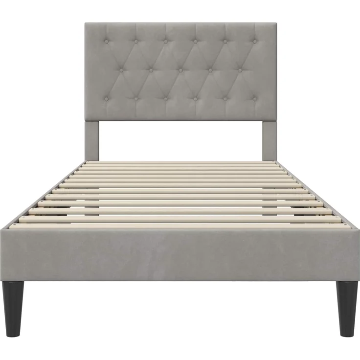 vidaXL Bettrahmen mit Kopfteil Hellgrau 100 x 200 cm Samt 42027643 – Bild 4
