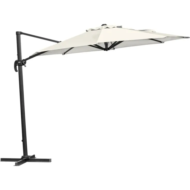 Sonnenschirm Linz aus Aluminium, modern mit winddichtem Kamin, rund, Ø 300 cm, Anthrazit/Beige