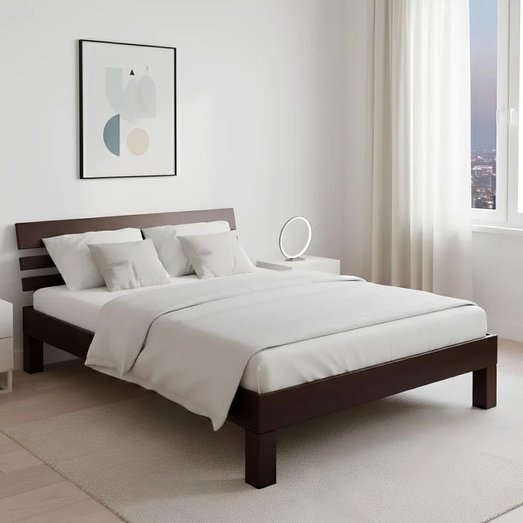 Krok Wood Massivholzbett Julia in Buche, Farbe Dunkle Walnuss (90x200 cm)