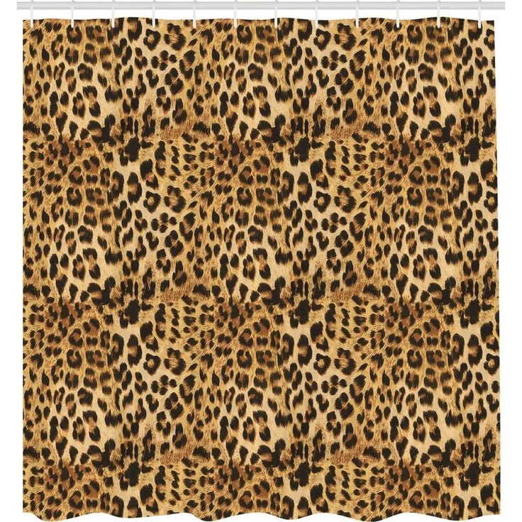 Abakuhaus Duschvorhang Moderner Digitaldruck mit 12 Haken auf Stoff Wasser Resistent Breite 175 cm, Höhe 180 cm, Braun Leopard-Druck