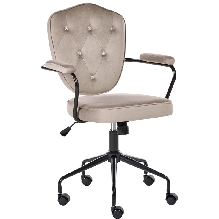 Schreibtischstuhl VELISSE Samtstoff Taupe – Bild 4