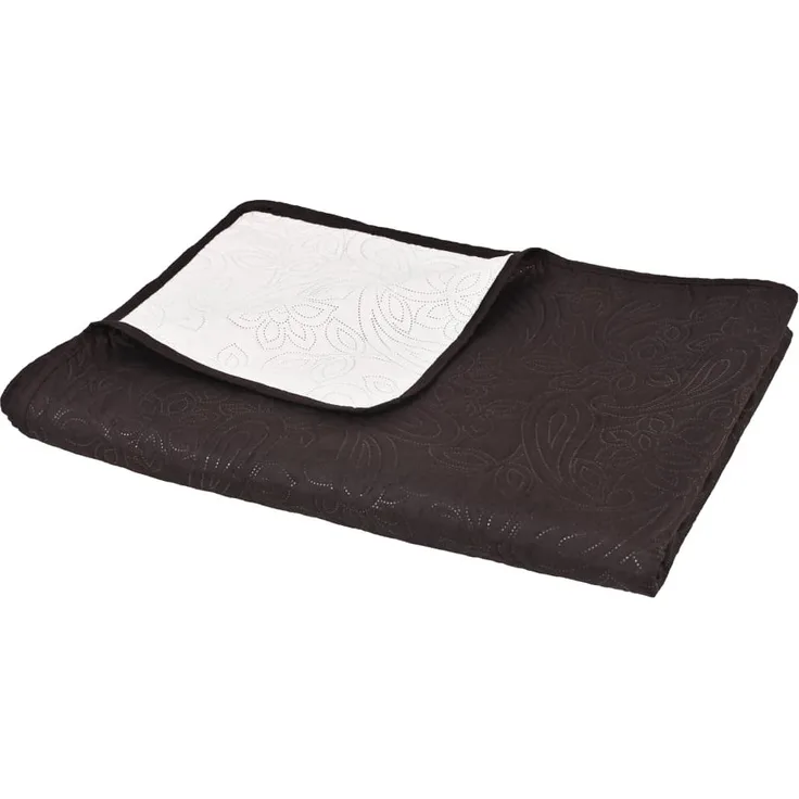 vidaXL gesteppte Tagesdecke, floral, zweiseitig, Mikrofaser /  PP-Baumwoll-Füllung, Creme / Braun, 230x260 cm