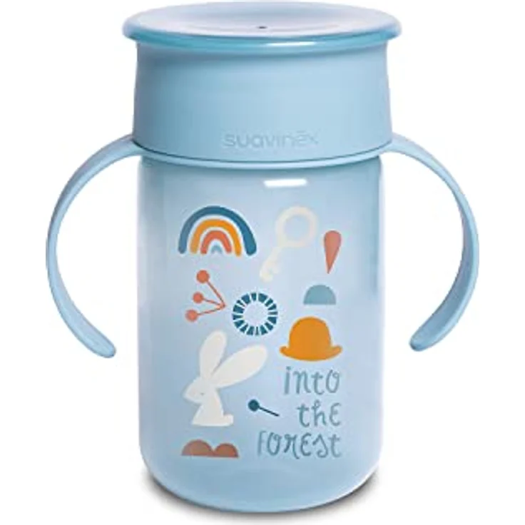 SUAVINEX Trinkbecher für Babys, mit Griffen und Auslaufschutz, für Babys + 12 Monate, spülmaschinenfest, blau, 340 ml, 401195 – Bild 1