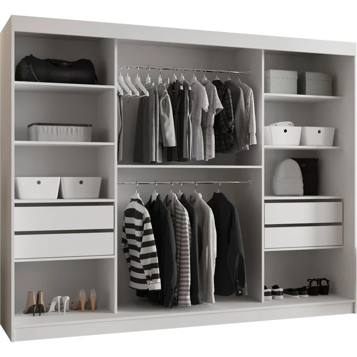 MIRJAN24 Kleiderschrank Selfie 250 cm (mit drei Schiebetüren) 250x62x200 cm, Frontspiegel – Bild 4