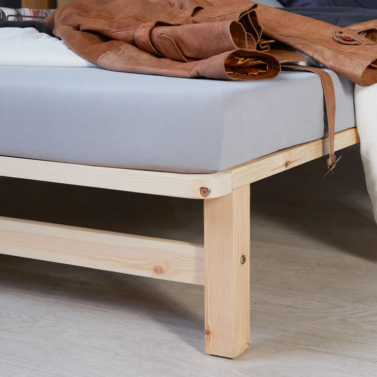Holzbett 140x200 mit Matratze Holzbettrahmen Palettenbett Doppelbett Bett Massiv Holz Bettgestell – Bild 6