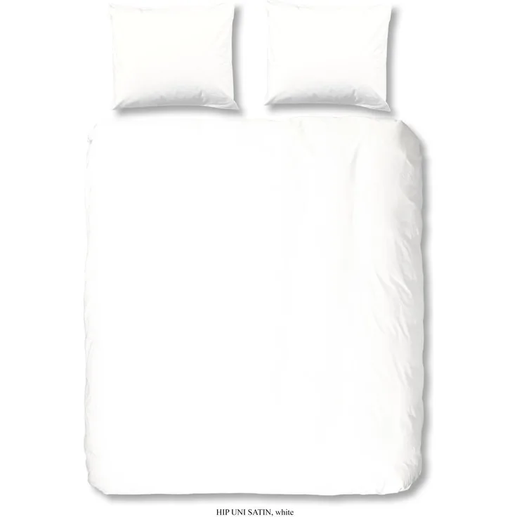 HIP Mako Satin Bettwäsche 3 teilig Bettbezug 240x220 cm Kopfkissenbezug 60x70 cm Uni duvet cover 0280.00.03 White