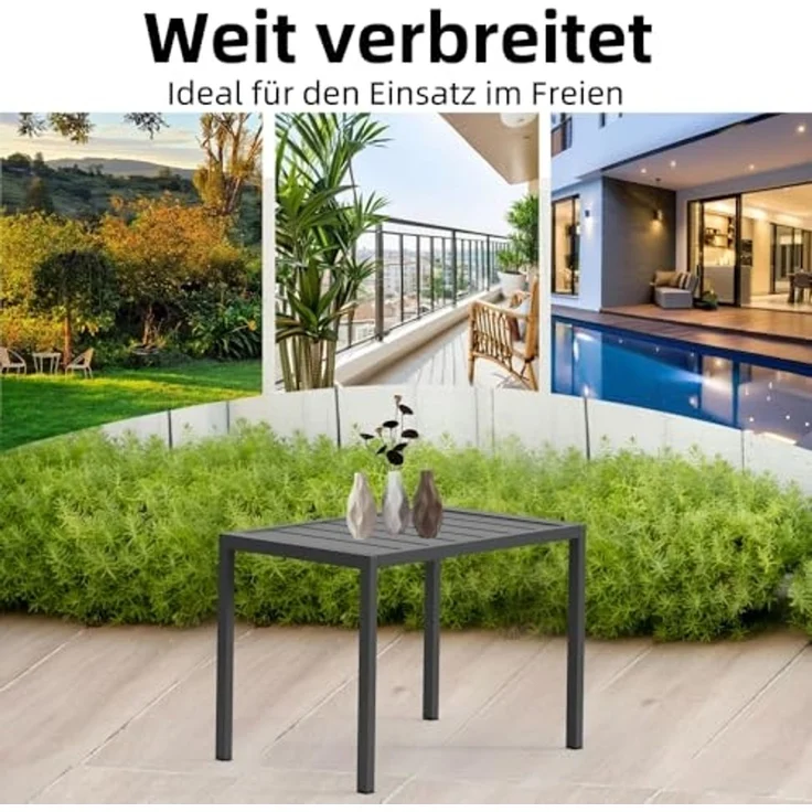 Melko Gartentisch Aluminium Beistell Balkontisch rechteckig Terrassentisch (1-St) – Bild 5